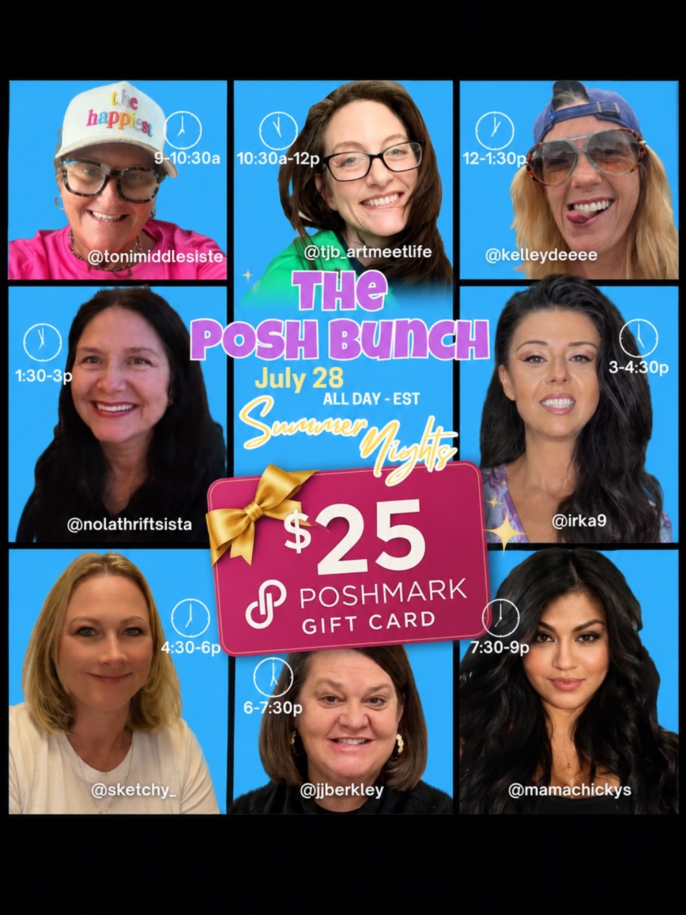 Enjoy a $25 gift card and shop all day with the Posh Bunch!